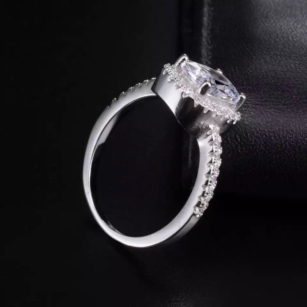 3Ct Halo 925 Princess Cushion Cut Engagement Ring - Picture 9 of 16